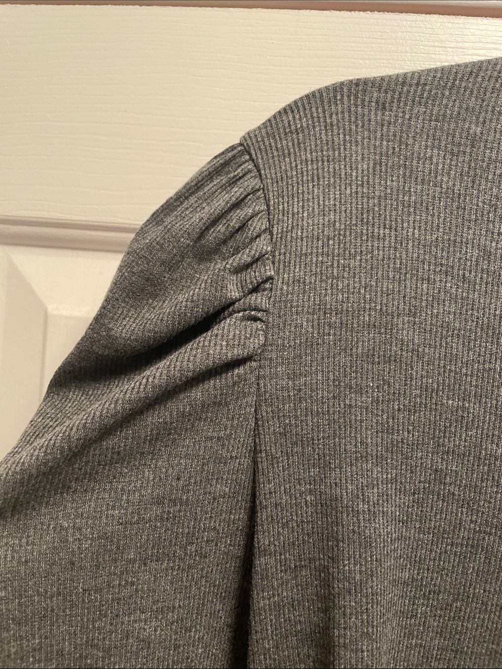 Coolmee Gray Mock Neck Puff Shoulder Long Sleeve Top - Picture 5 of 6